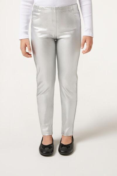 Silver Faux-Leather Leggings, Kids Girls, , large image number 1