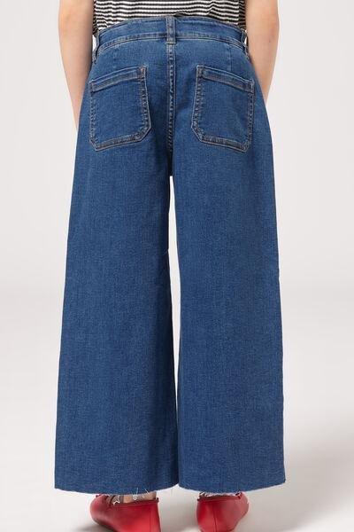 Navy Flared Tie-Dye Jeans, Kids Girls, 5501_3210, large image number 2
