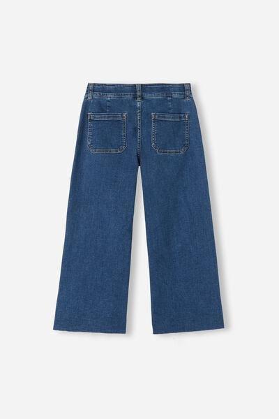 Navy Flared Tie-Dye Jeans, Kids Girls, 5501_3210, large image number 4