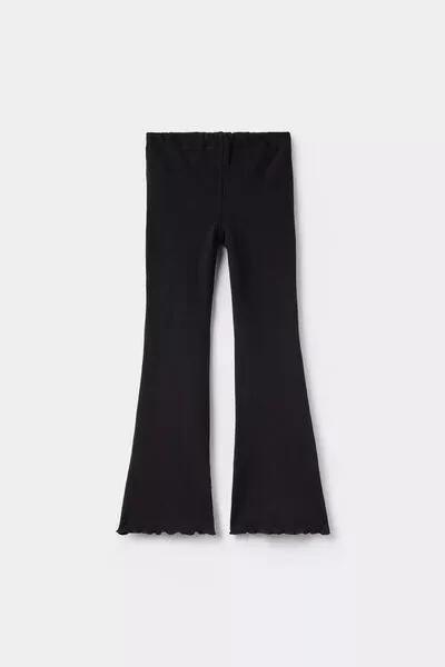 Black Flared Thermal Leggings, Kids Girls, Black, large image number 3