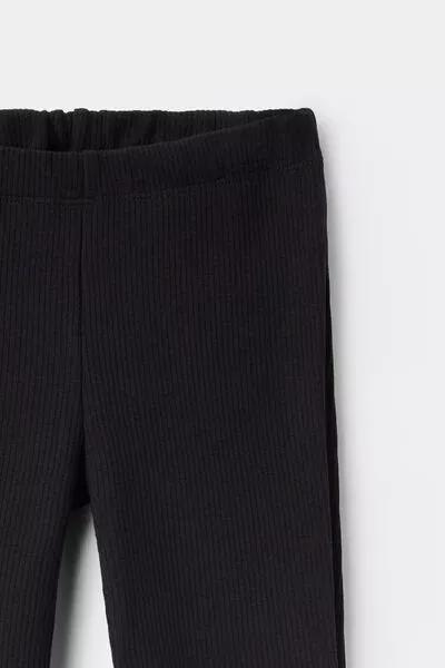 Black Flared Thermal Leggings, Kids Girls, Black, large image number 4