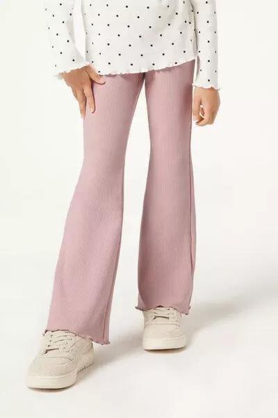 Pink Flared Thermal Leggings, Kids Girls, 5501_115F, large image number 1