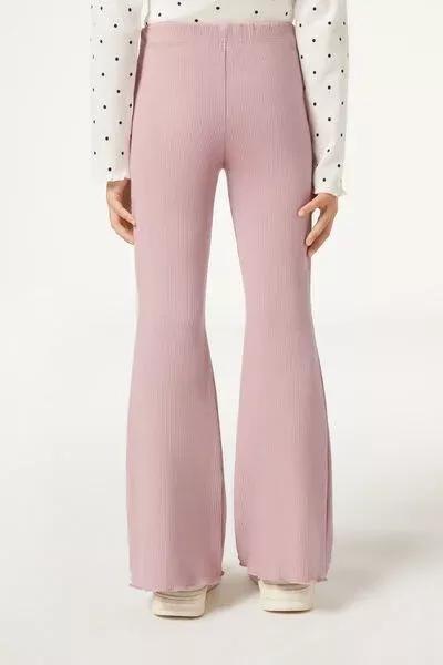 Pink Flared Thermal Leggings, Kids Girls, 5501_115F, large image number 2