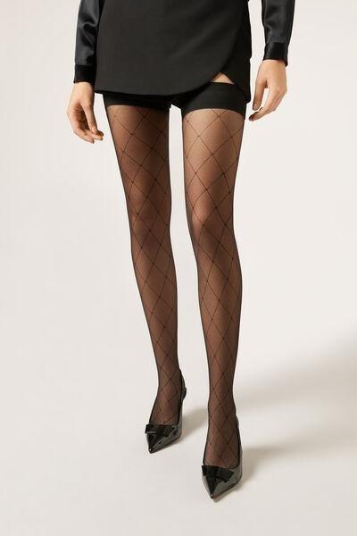 50 Denier Fishnet Hold-Ups, Black, 5501_2288, large image number 0