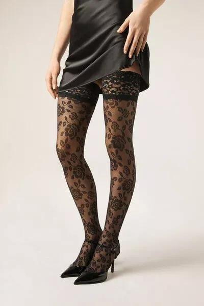 40 Denier Tulle Hold-Ups, Black, 5501_3580, large image number 1