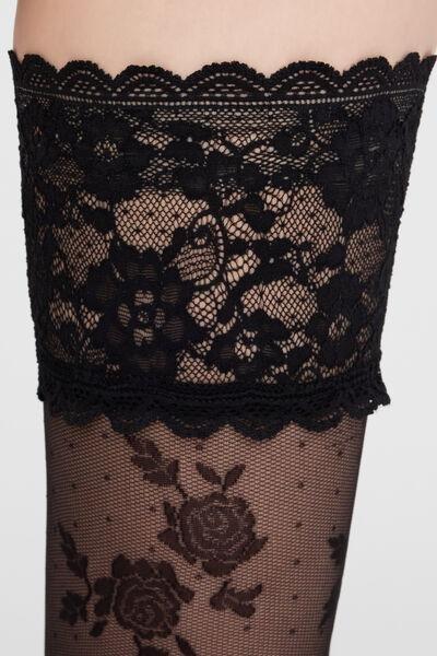 40 Denier Micro tulle Hold-Ups, Black, Black, large image number 2