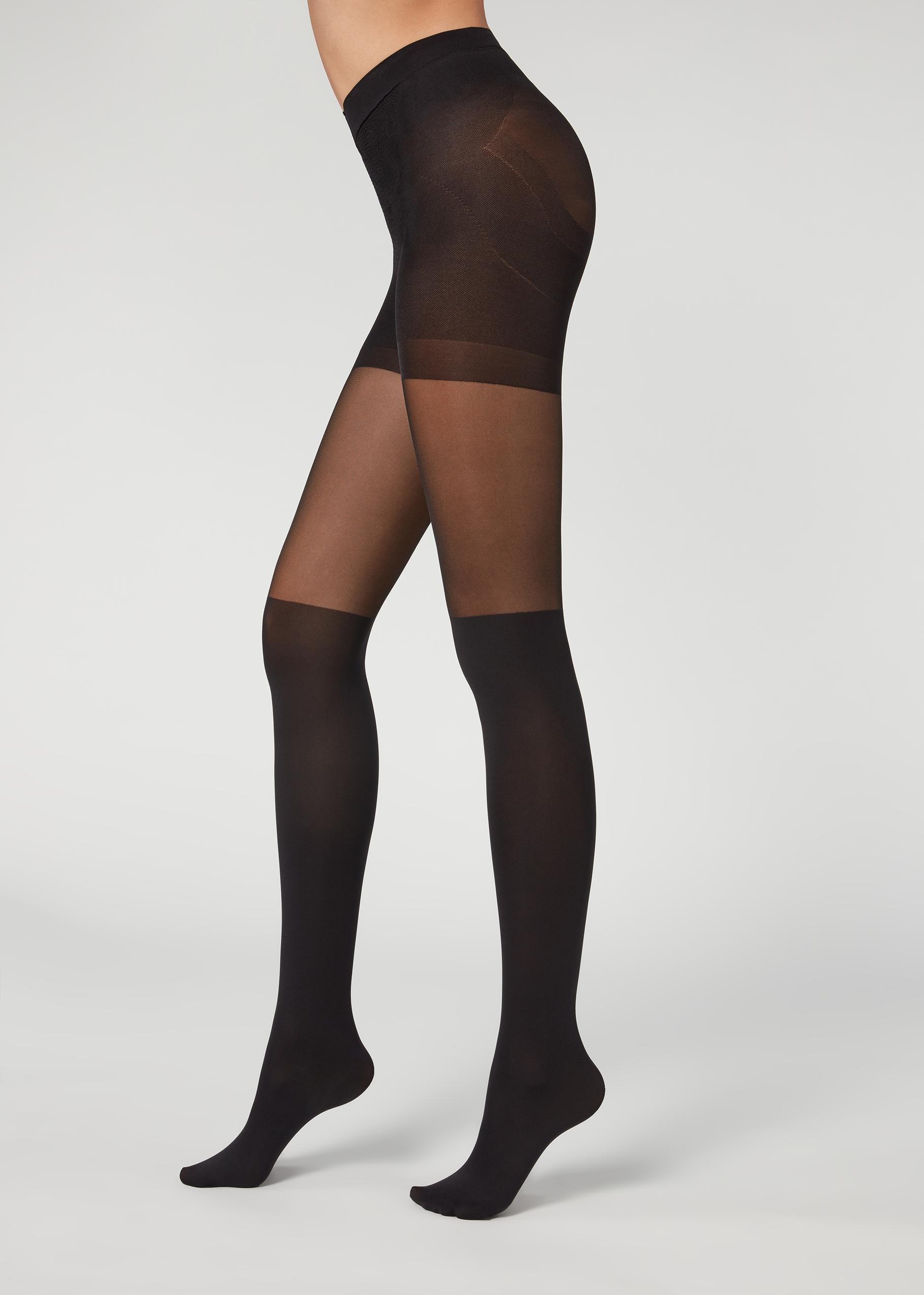 Calzedonia Black Longuette Effect Total Shaper Tights