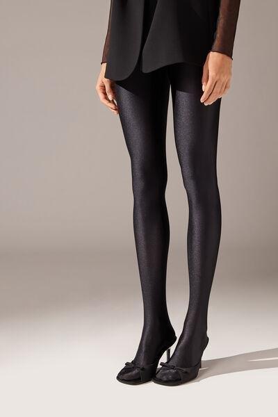 Black Super Glossy-Shiny Tights, , large image number 0