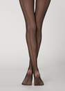 Calzedonia - Black Tulle Tights With Leather Effect Briefs And Back Seam, Women