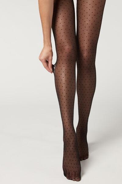Black Polka-Dot 20 Denier Invisible Sheer Tights, , large image number 0