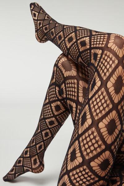 Black Argyle Diamonds Fishnet Tights, , large image number 0