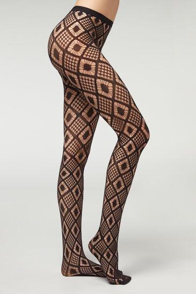 Black Argyle Diamonds Fishnet Tights, , large image number 1