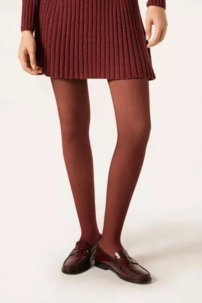 Sheer Effect Thermal Tights, Burgundy, 5501_5500, large image number 0