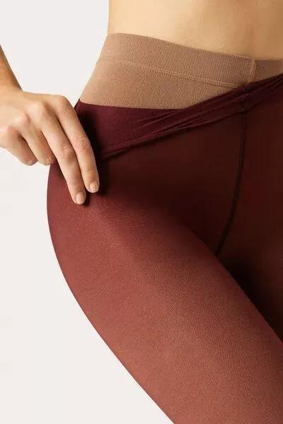 Sheer Effect Thermal Tights, Burgundy, 5501_5500, large image number 4