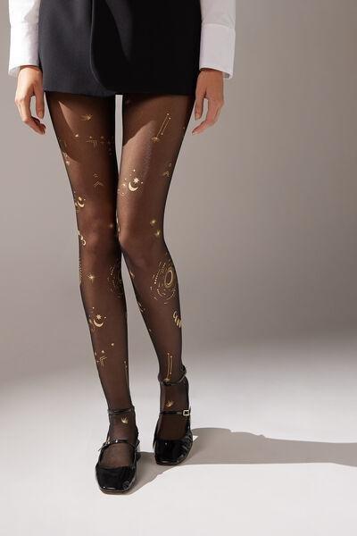 INC Women's Sheer Star Tights Black Stars Size S/M