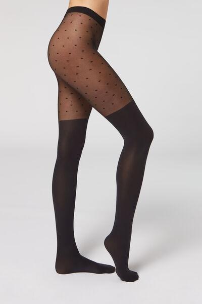 Black Polka Dot Over Knee Effect Tights Calzedonia