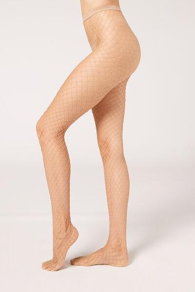 Calzedonia Gold Fishnet Glitter Medium Net Tights Azadea Lebanon