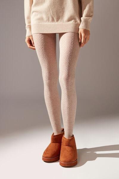 Calzedonia Diamond Patterned Cashmere Tights Natural Azadea Lebanon