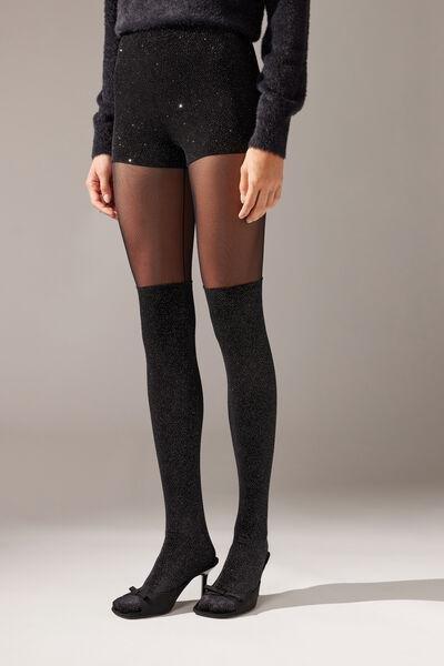 Balenci Inspired Velvet Logo Tights- Black – Dropashoe