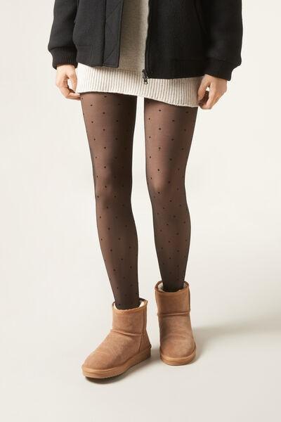 30 Denier Sheer-Effect Polka Dots Thermal Tights, Multicolour, , large image number 0