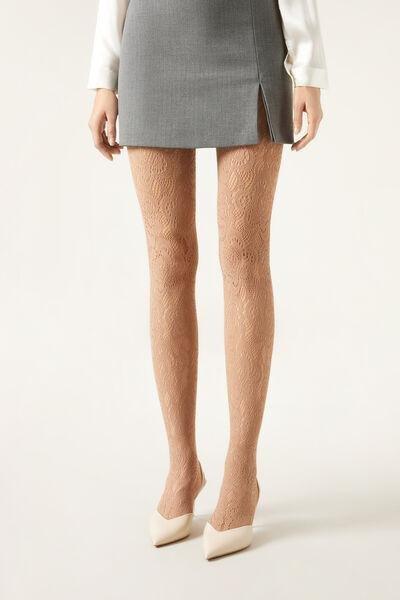Macrame Effect Fishnet Tights, 5467 - Rete Macrame - Nude, , large image number 2