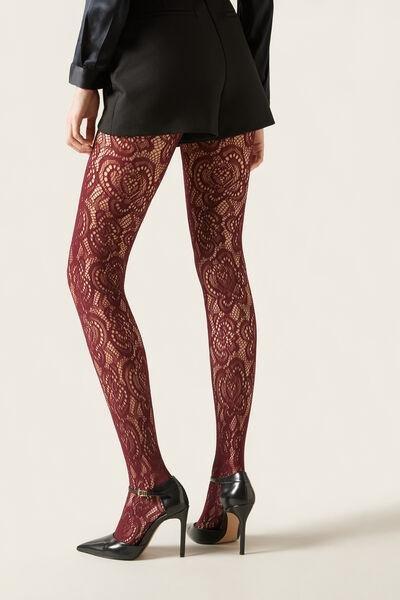 Macrame Effect Fishnet Tights, Purple, , large image number 1