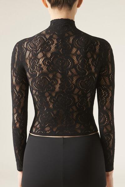 Black Lace Openwork Top, , large image number 2