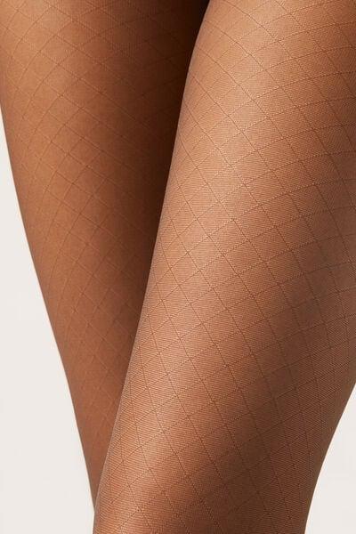 Diamond-Patterned Sheer Tights, Mocha Brown, 5501_5477, large image number 2