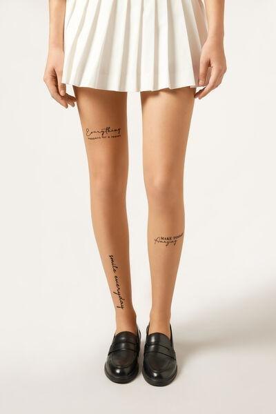 Tattoo Wording Tights, Nude, 5501_5241, medium