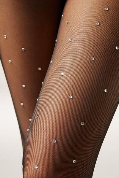 All-Over Diamante Sheer Tights, Black, 5501_5480, large image number 3