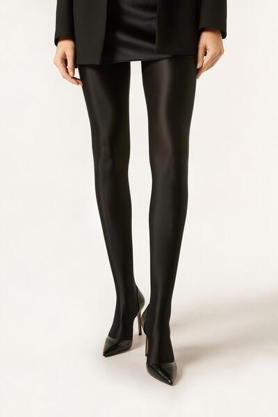 Super-Soft Shiny Fabric Satin Tights, Black, 5501_096F, large image number 2