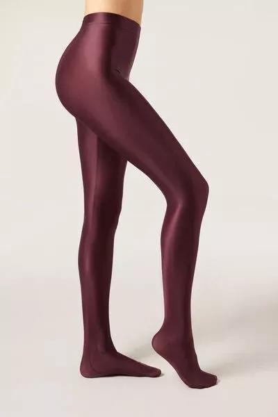 Super-Soft Shiny Fabric Satin Tights, Burgundy, 5501_097F, large image number 1
