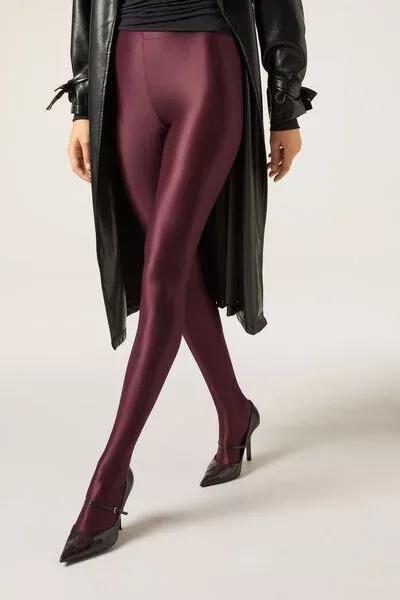 Super-Soft Shiny Fabric Satin Tights, Burgundy, 5501_097F, large image number 3
