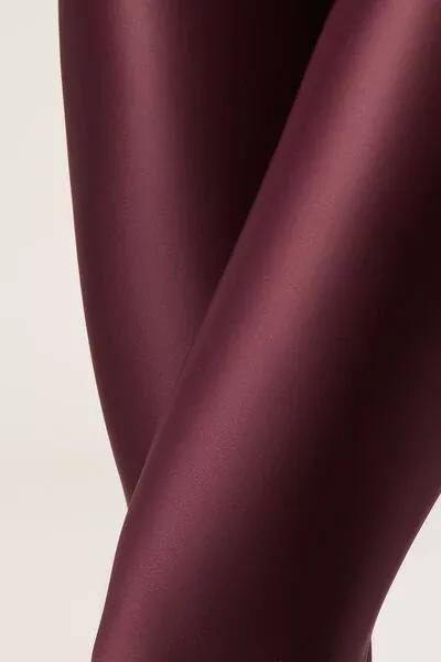 Super-Soft Shiny Fabric Satin Tights, Burgundy, 5501_097F, large image number 8