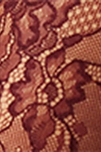Floral Pattern Lace Tights, Burgundy, 5501_139F, large image number 3