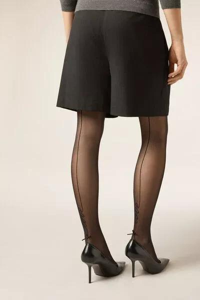 30 Denier Love Seam Sheer Tights, Black, 5501_5231, large image number 2