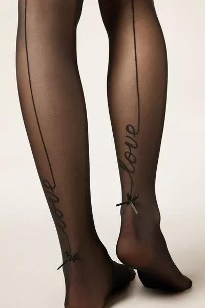30 Denier Love Seam Sheer Tights, Black, 5501_5231, large image number 3
