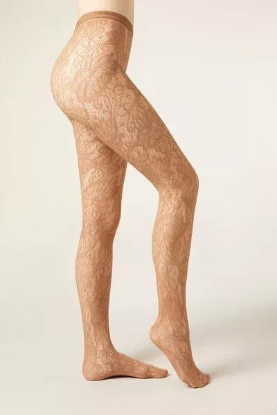 Floral Fishnet Tights, Nude, 5501_5533, medium