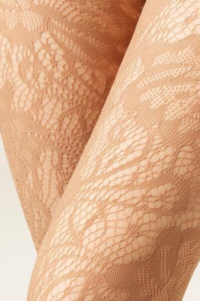 Floral Fishnet Tights, Nude, 5501_5533, medium