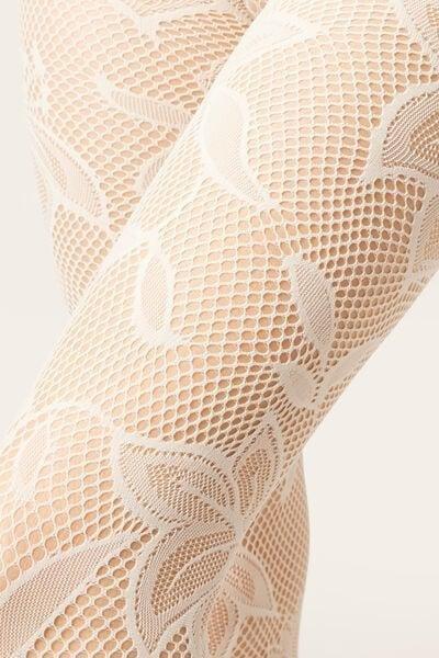 Macro Floral Lace Tights, White, 5501_5537, large image number 3