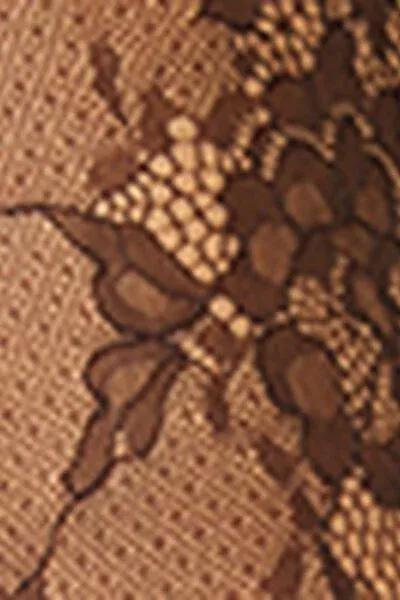 Brown Floral Lace Tights, 5501_171F, large image number 3