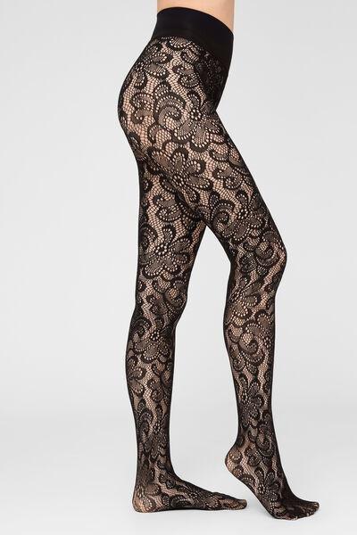 Pop Floral Fishnet Tights, Black, 5501_5588, medium