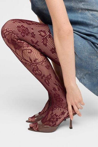Floral Fishnet Tights, Black, 5501_5591, large image number 1