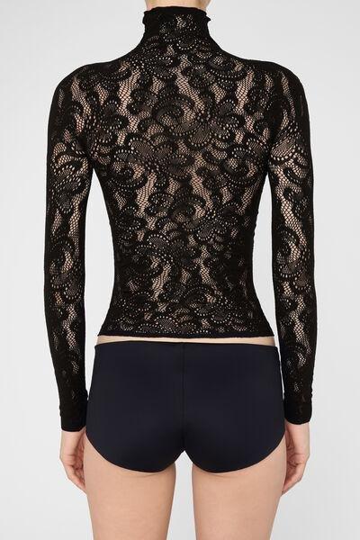 Black Pop Floral Fishnet High-Neck Top, 5501_5497, medium