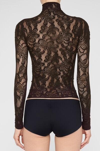 Brown Pop Floral Fishnet High-Neck Top, 5501_5498, medium