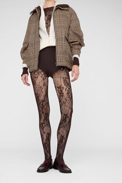 Brown Floral Fishnet Lace Jumpsuit, 5501_5498, medium