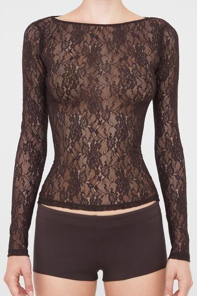 COFFEE BROWN Lace Top, 5501_171F, medium