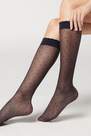 Calzedonia - Blue Polka-Dots Patterned Knee-High Socks - One-Size