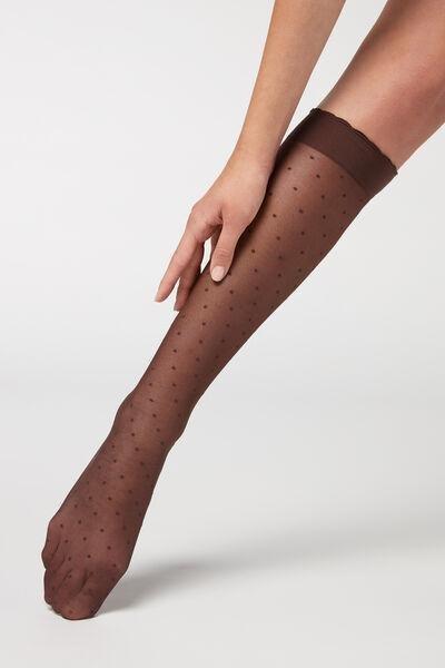 Calzedonia - Black Polka-Dot Patterned Knee-High Socks - One-Size