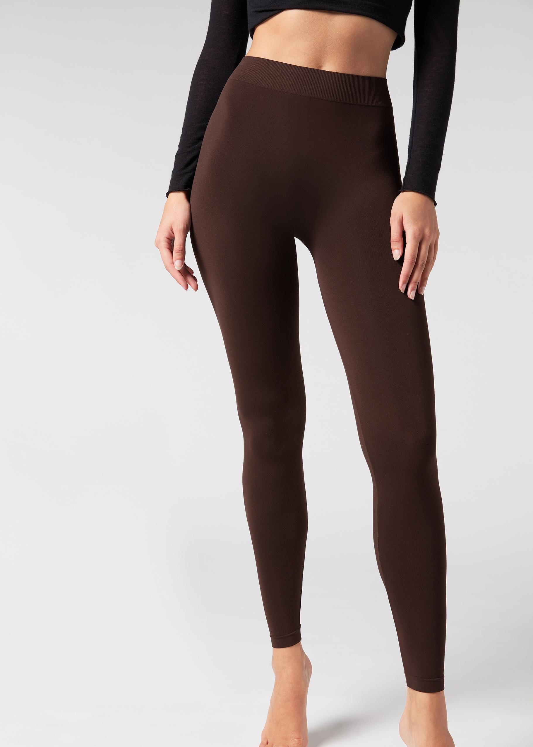 Brown Ultra Opaque  Leggings, Dark Brown, large image number 0